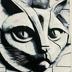 Τρισδιάστατος ανάγλυφος πίνακας "Stone cat" - πίνακες & κάδρα, 3d, 3d κάδρο - 4