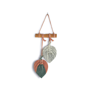 Boho μακραμέ διακοσμητικά φύλλα 8x22cm (066) - μακραμέ, φύλλο, boho, διακοσμητικά