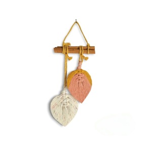 Boho μακραμέ διακοσμητικά φύλλα 8x22cm (067) - μακραμέ, φύλλο, boho, διακοσμητικά