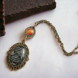 Κολιέ με γυαλί και χάντρες, Ouija magic Necklace - γυαλί, χάντρες, μπρούντζος, μενταγιόν - 2