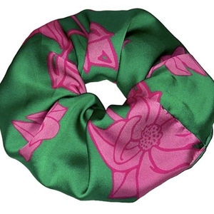 Scrunchie λαστιχακι μαλλιών XXL size “Green Tulip” - ύφασμα, λαστιχάκι, λαστιχάκια μαλλιών, μεγάλα scrunchies
