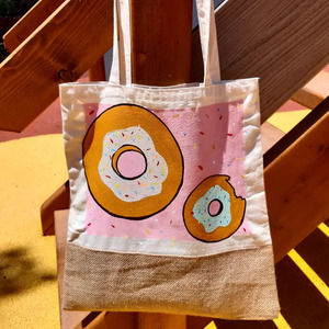 Σετ Τσαντα donuts & τσαντάκι - ύφασμα, ώμου, all day, tote, πάνινες τσάντες - 2
