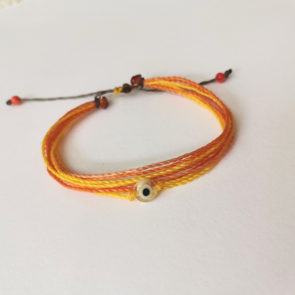 Βραχιόλι με κηρωμένα νήματα, Sunny - νήμα, boho, χεριού, βραχιόλι παιδικό, αυξομειούμενα