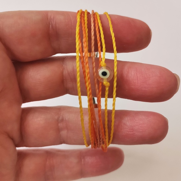 Βραχιόλι με κηρωμένα νήματα, Sunny - νήμα, boho, χεριού, βραχιόλι παιδικό, αυξομειούμενα - 3