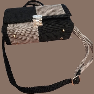 Half: πλεκτή τσάντα ώμου clutch all day 19cm-10cm-25cm - νήμα, clutch, ώμου, all day, πλεκτές τσάντες - 2