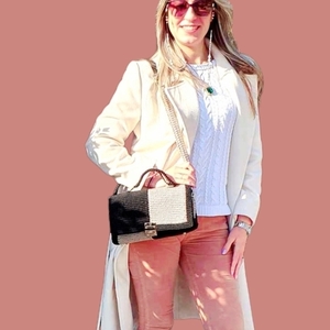 Half: πλεκτή τσάντα ώμου clutch all day 19cm-10cm-25cm - νήμα, clutch, ώμου, all day, πλεκτές τσάντες - 4