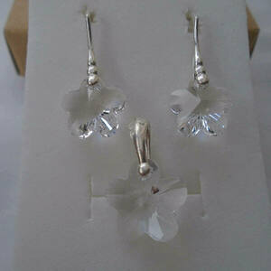 Ασημένιο σετ με κρύσταλλα από την Swarovski® Flower Crystal - ασήμι 925, swarovski, λουλούδι, νυφικά, σετ κοσμημάτων - 3