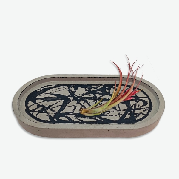 Tσιμεντένιος οβάλ δίσκος 1.6 X 9.5 X 18.2 //ozara P 02 - design, τσιμέντο, είδη σερβιρίσματος, πιατάκια & δίσκοι - 2