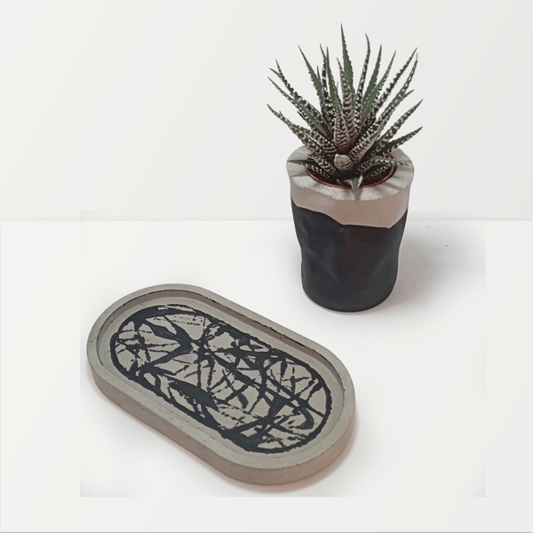 Tσιμεντένιος οβάλ δίσκος 1.6 X 9.5 X 18.2 //ozara P 02 - design, τσιμέντο, είδη σερβιρίσματος, πιατάκια & δίσκοι - 5