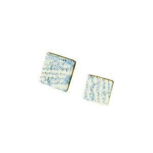 Alas Blue Rectangular Earrings Σκουλαρίκια καρφωτά απο Πολυμερικό Πηλό Γαλάζιο Ροζ ανοιχτό - πηλός, ατσάλι