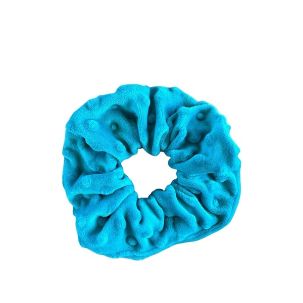 Τυρκουάζ scrunchie σε Minky - Βελουτέ ύφασμα - ύφασμα, για τα μαλλιά, δώρα για γυναίκες, λαστιχάκια μαλλιών