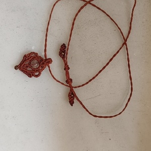 macrame boho elegant κολιέ 3Χ2,5cm μοτίβο καφέ με κρακελε χάνδρα - μακραμέ, χάντρες, boho - 3