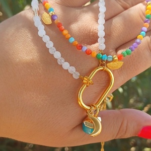 Combo agate charm - ημιπολύτιμες πέτρες, αχάτης, ατσάλι