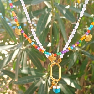 Combo agate charm - ημιπολύτιμες πέτρες, αχάτης, ατσάλι - 2