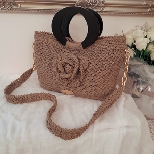 Raffia: πλεκτή τσάντα tote ψάθα, all day χειρός 33cm-24cm-8cm - νήμα, ψάθα, χειρός, tote, πλεκτές τσάντες - 3