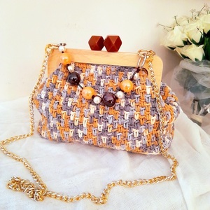 Mosaic: πλεκτή τσάντα μπλέ all day clutch χειρός. Νήμα βαμβακερό 25cm-10cm-17cm - νήμα, clutch, all day, χειρός, πλεκτές τσάντες - 3