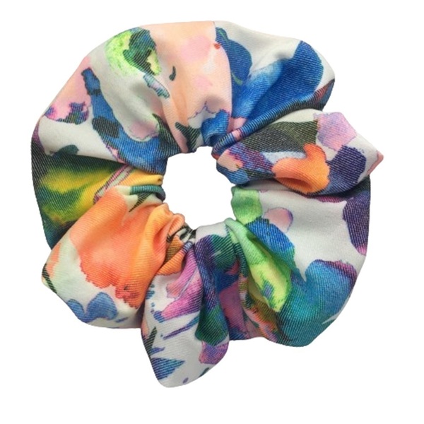 Υφασμάτινο λαστιχάκι scrunchie color splash - ύφασμα, κορίτσι, για τα μαλλιά, λαστιχάκια μαλλιών