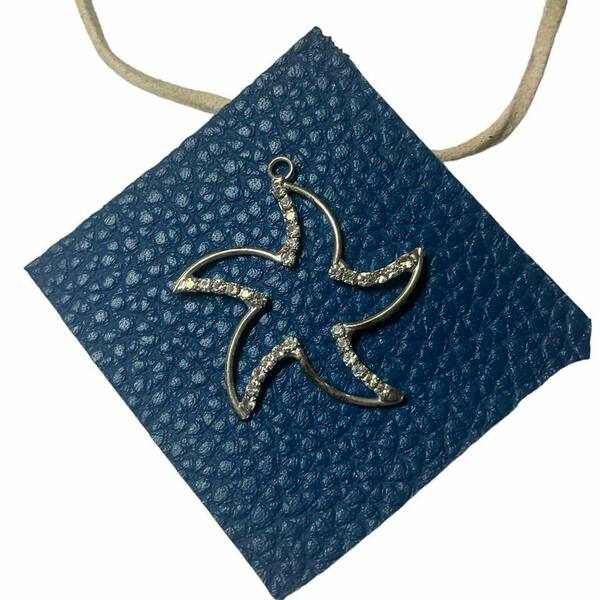 μενταγιον δερματινη με αστερια ασημενιο 925 - δέρμα, ασήμι 925, αστέρι, κοντά, επιπλατινωμένα