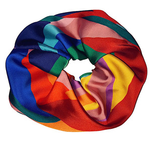 Scrunchie λαστιχάκι μαλλιών πολύχρωμο σατέν XXL size “Ηλιοβασίλεμα” - ύφασμα, λαστιχάκια μαλλιών, μεγάλα scrunchies