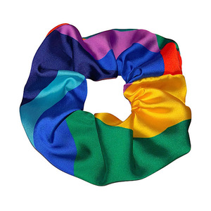 Scrunchie λαστιχάκι μαλλιών “Ηλιοβασίλεμα” πολύχρωμο σατέν normal size - ύφασμα, λαστιχάκι, λαστιχάκια μαλλιών