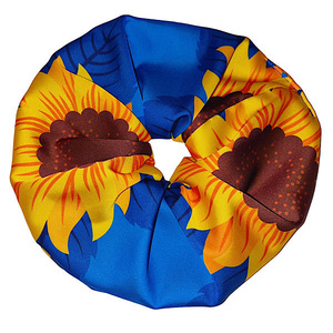 Scrunchie λαστιχάκι μαλλιών “Σύρος” μπλε σατέν XXL size - ύφασμα, λαστιχάκια μαλλιών, μεγάλα scrunchies, satin scrunchie