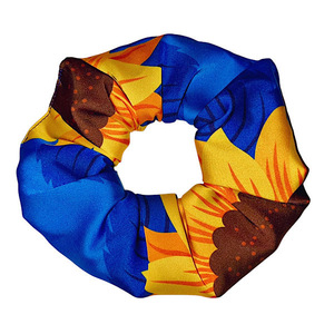 Scrunchie λαστιχάκι μαλλιών “Σύρος” μπλε σατέν normal size - ύφασμα, λαστιχάκια μαλλιών, satin scrunchie