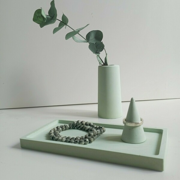 Tσιμεντένιος δίσκος 1.5 X 9.0 X 17.5 //sara C Green - design, τσιμέντο, σκυρόδεμα, πιατάκια & δίσκοι - 5