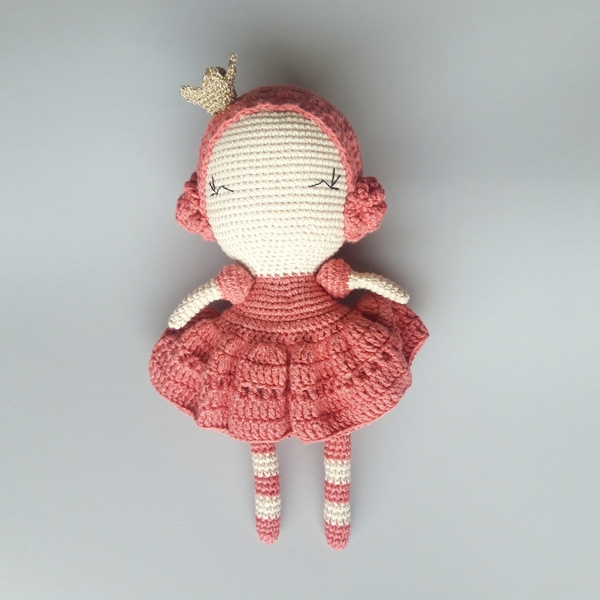 Πλεκτή κούκλα Πριγκίπισσα - κορίτσι, λούτρινα, κουκλίτσα, πριγκίπισσα - 3