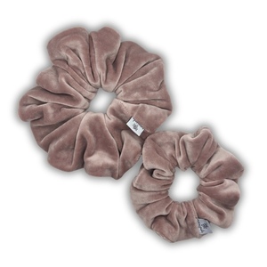 Dusty pink velvet XL scrunchie - ύφασμα, για τα μαλλιά, λαστιχάκια μαλλιών - 4