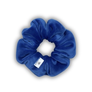 Cobalt blue velvet regular scrunchie - ύφασμα, για τα μαλλιά, λαστιχάκια μαλλιών