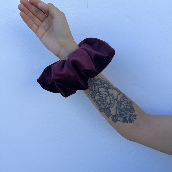 Bordeaux velvet XL scrunchie - ύφασμα, για τα μαλλιά, λαστιχάκια μαλλιών - 3