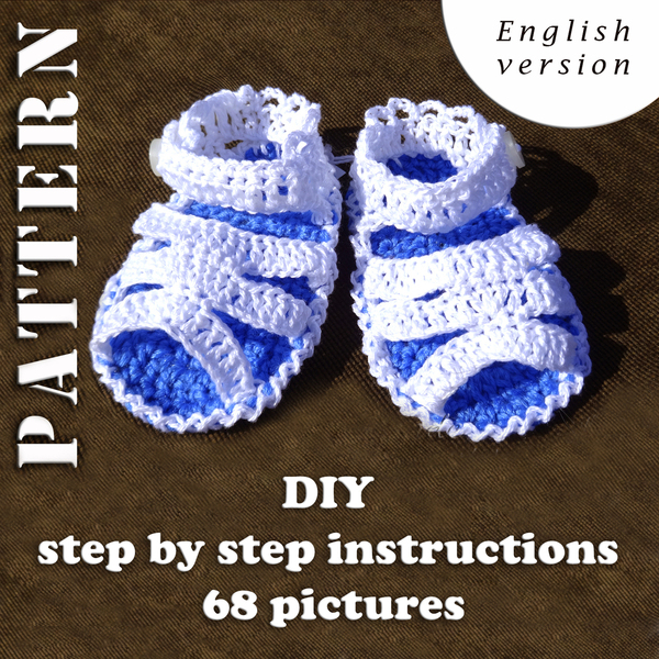 PATTERN Crochet Baby sandals/ Step by step instruction 68 photos Patterns Schems/English version/Summer Cotton Crochet Shoes Sandals Booties - crochet, βελονάκι, DIY - 3