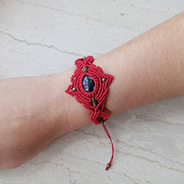 Macrame Boho Bracelet Berenice - ημιπολύτιμες πέτρες, μακραμέ, κορδόνια, boho, αυξομειούμενα - 2