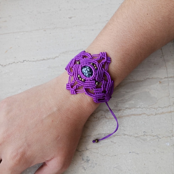 Macrame Boho Bracelet Chloe - ημιπολύτιμες πέτρες, μακραμέ, κορδόνια, boho, αυξομειούμενα