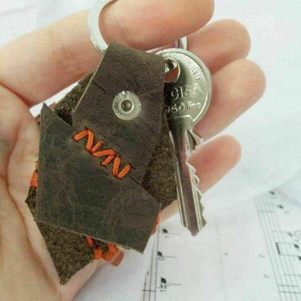 Δερμάτινο Μπρελόκ Με Fire Agate Beads, Βοho - Indie Keychain - δέρμα, ημιπολύτιμες πέτρες, σπιτιού - 3