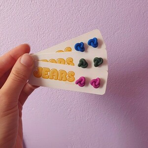Knots Small Studs – Vibrant Colors - πηλός, μικρά, ατσάλι, boho, πλεκτά