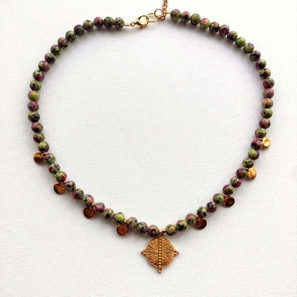 Orfaias - ημιπολύτιμες πέτρες, επιχρυσωμένα, μακριά, ατσάλι, φλουριά - 2