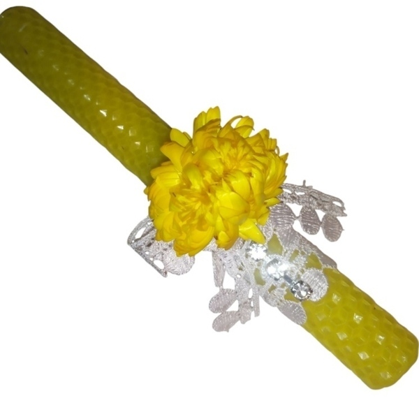 Λαμπάδα 20εκ μελισσοκέρι με αποξηραμένο λουλούδι - γυναικεία, κορίτσι, λουλούδια, λαμπάδες, για εφήβους