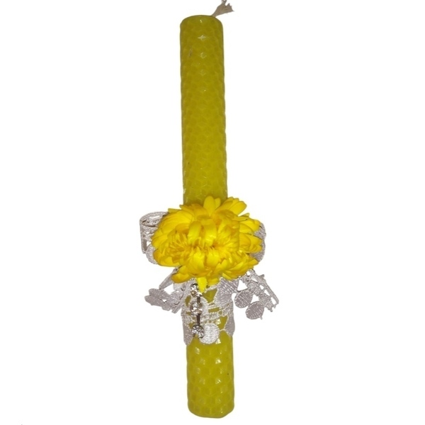 Λαμπάδα 20εκ μελισσοκέρι με αποξηραμένο λουλούδι - γυναικεία, κορίτσι, λουλούδια, λαμπάδες, για εφήβους - 2