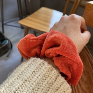 Scrunchie - λαστιχάκι βελούδινο καμμένο πορτοκαλί- τερακότα - ύφασμα, λαστιχάκια μαλλιών
