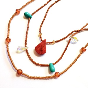 σετ με τρία κοντά κολιέ swarovski, ζιργκον και μηλοκόραλο - ημιπολύτιμες πέτρες, κοράλλι, κοντά, μπλε χάντρα, φθηνά - 2