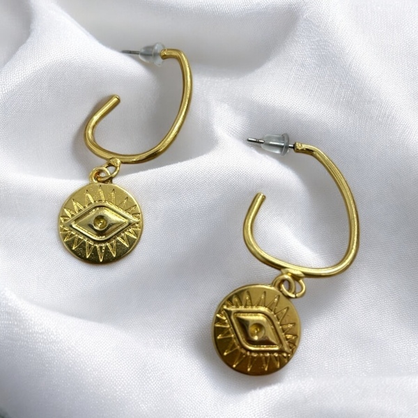 Eye - Ατσάλι με κρικάκι και επιχρυσωμένα στοιχεία μοτίφ μάτια - επιχρυσωμένα, ατσάλι, γάντζος, φθηνά