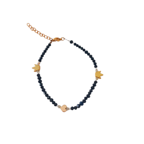 Χειροποίητο βραχιόλι με χάντρες - ορείχαλκος, καρδιά, χάντρες, ατσάλι, χεριού - 2