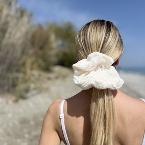 Crinkle XL scrunchie - ύφασμα, για τα μαλλιά, λαστιχάκια μαλλιών - 3