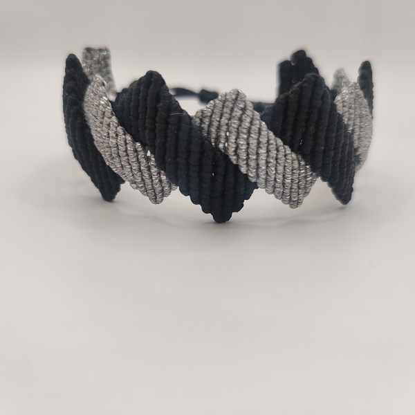 Μακραμέ βραχιόλι "roll-up zigzag" - κορδόνια, χεριού, αυξομειούμενα