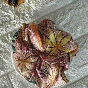 Scrunchie pattern boho ροζ - ύφασμα, λαστιχάκια μαλλιών - 2