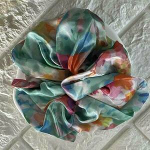 Scrunchie pattern boho γαλάζιο - ύφασμα, λαστιχάκια μαλλιών