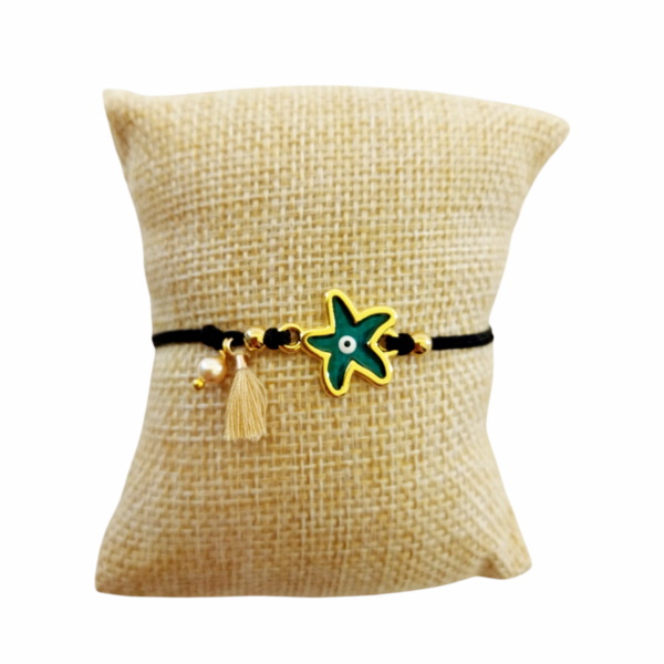 Βραχιόλι με μεταλλικό στοιχείο αστερία επιχρυσωμένο 24κ - επιχρυσωμένα, ορείχαλκος, μαμά, χεριού, αυξομειούμενα - 5