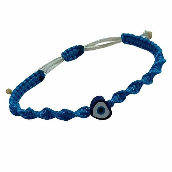 Βραχιόλι με καρδιά μάτι μακραμέ - καρδιά, μακραμέ, κορδόνια, μάτι, αυξομειούμενα - 5