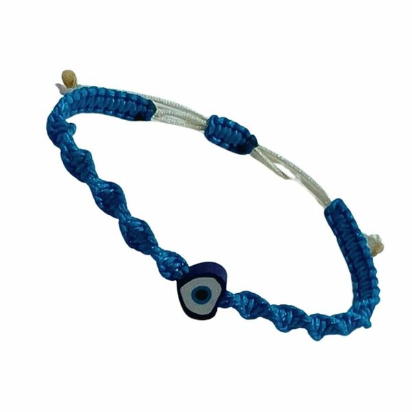 Βραχιόλι με καρδιά μάτι μακραμέ - καρδιά, μακραμέ, κορδόνια, μάτι, αυξομειούμενα - 2